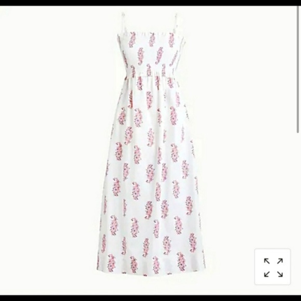 Paisley JCrew Smocked Cotton Poplin Dress, XXS, NWOT